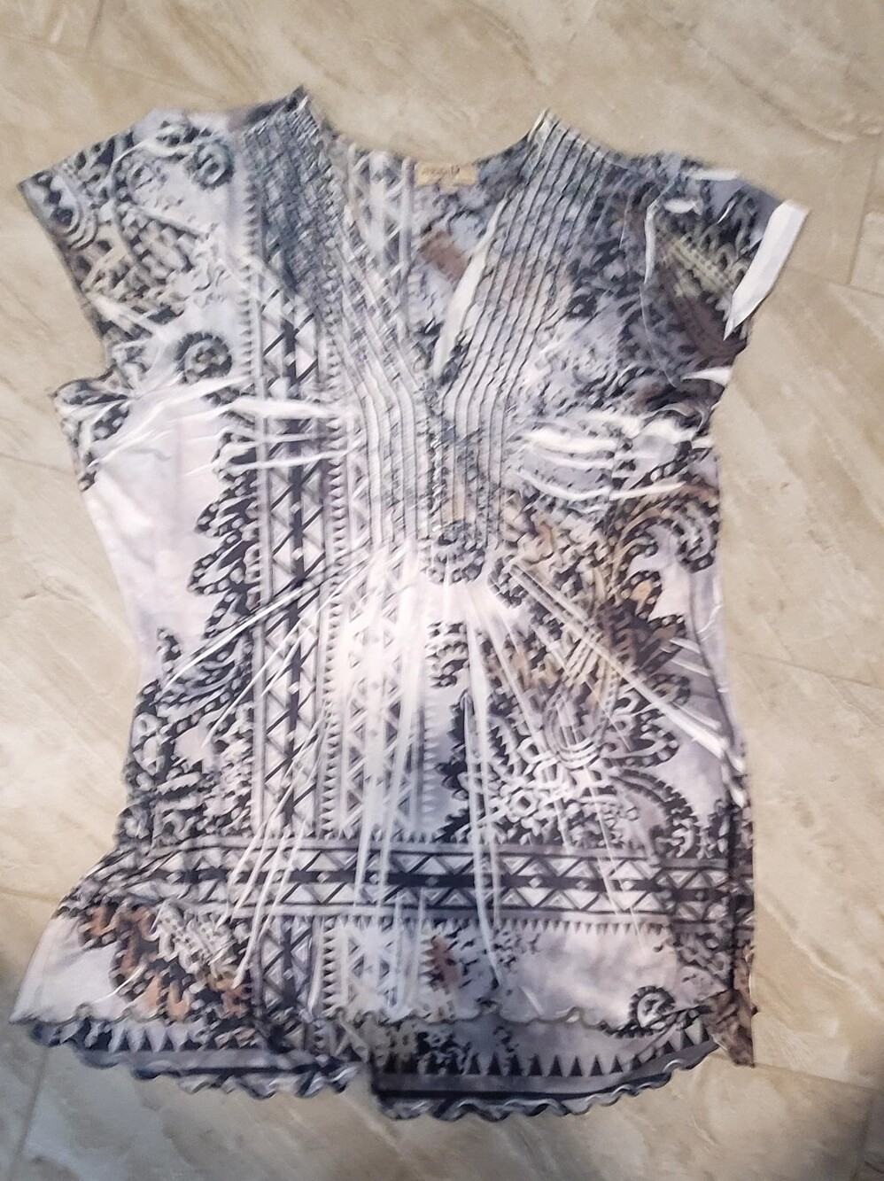 ONE WORLD Strapless Camisole in Black & White with Subtle Tan Accents